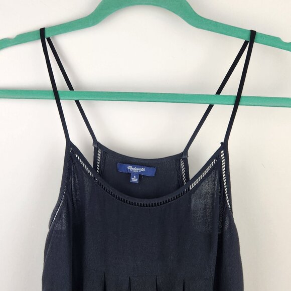 Madewell Black Viscose Lightweight Pleated Racerback Tank Top sz S - Picture 3 of 9